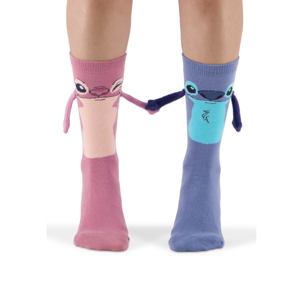 Disney Lilo & Stitch - Let's Hold Hands Novelty 1 pack Chaussettes - Rose/Bleu